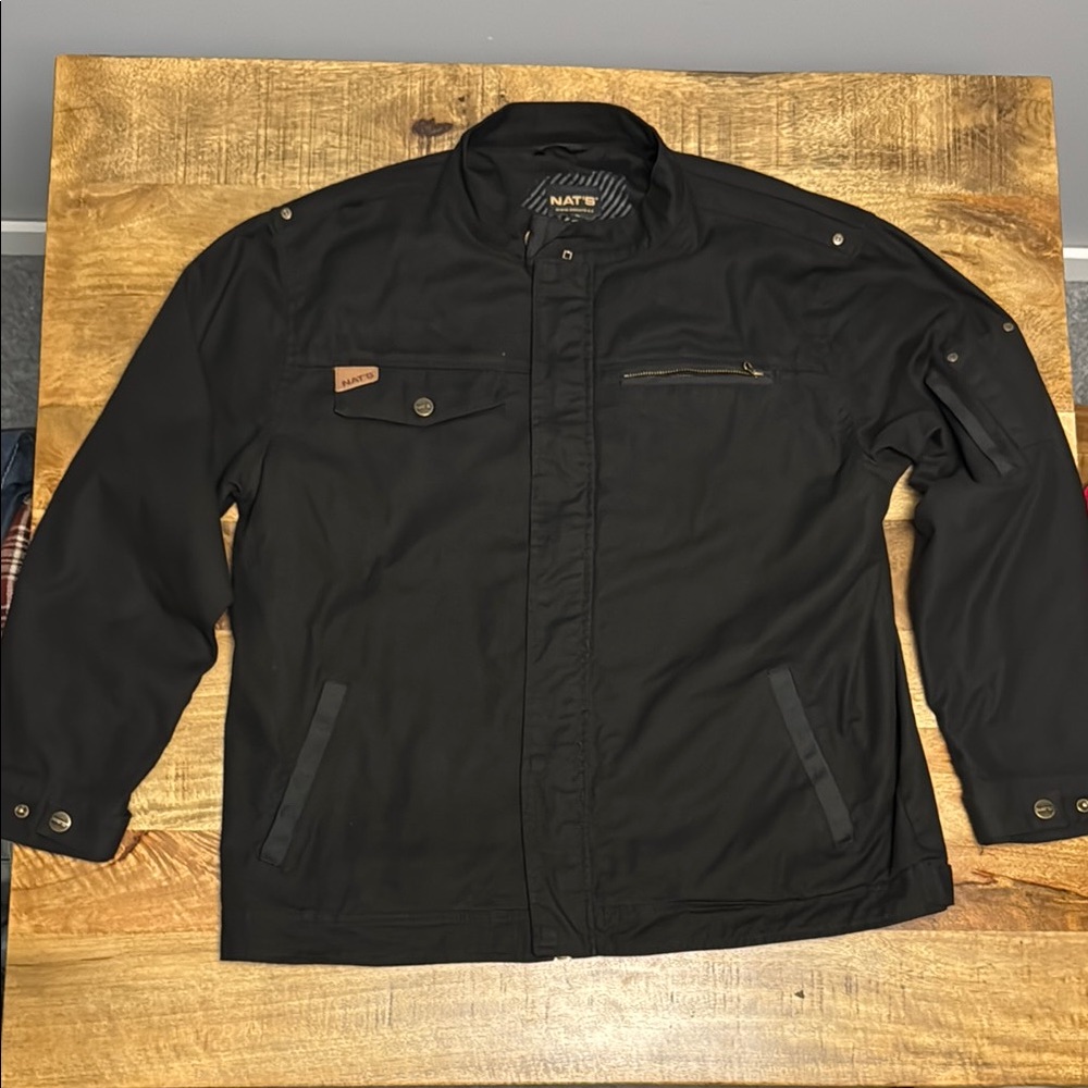 Nats Black Work Jacket with Sturdy Fabric.